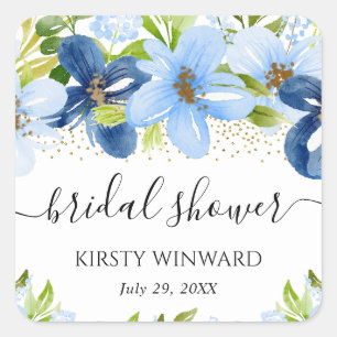 Adesivo Quadrado Chá de panela de Flores de Verão Azul de Cores Aqu