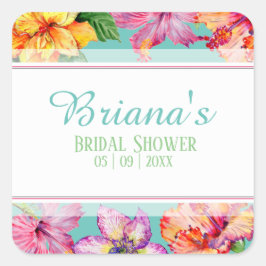 Adesivo Quadrado Chá de panela de Hibiscus Tropical