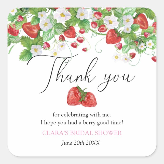 Adesivo Quadrado Chá de panela de morango (Frente)