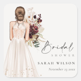 Adesivo Quadrado Chá de panela de Palhaço Branco Elegante Boho