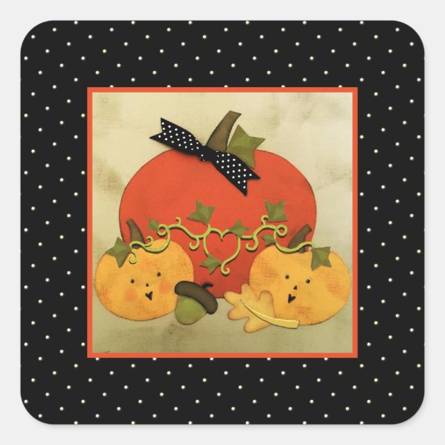 Adesivo Quadrado Chá de panela do Halloween de outubro (Frente)