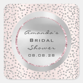 Adesivo Quadrado Chá de panela doce 16ª Cinza de brilho do Rosa Con