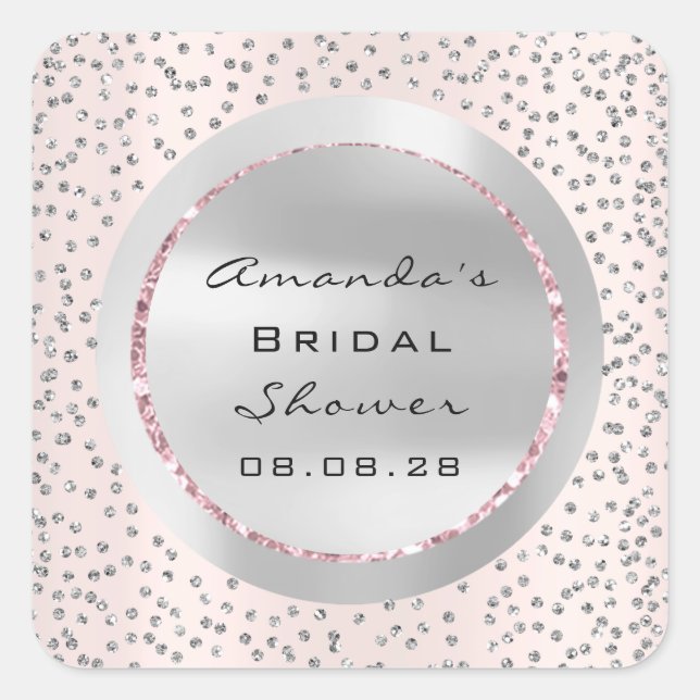 Adesivo Quadrado Chá de panela doce 16ª Cinza de brilho do Rosa Con (Frente)