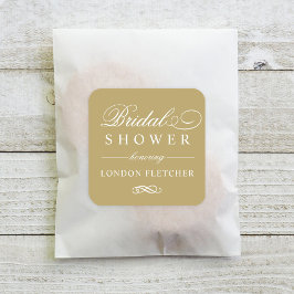 Adesivo Quadrado Chá de panela Dourado Elegante Clássico