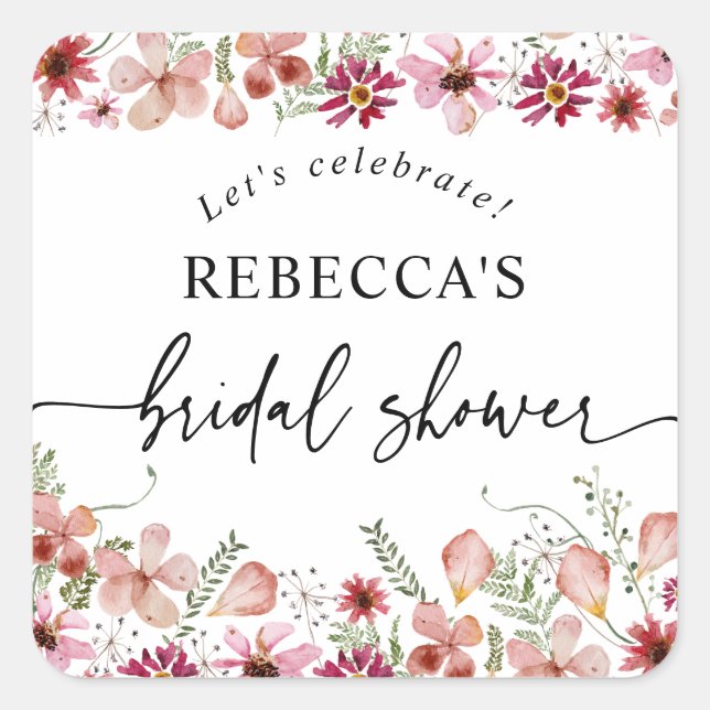 Adesivo Quadrado Chá de panela Floral Rosa Boho Redondo (Frente)