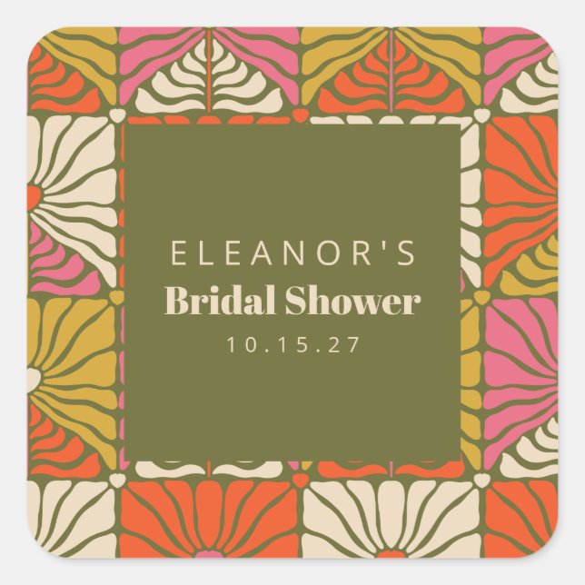 Adesivo Quadrado Chá de panela Floral Verde Groovage Personalizado (Frente)