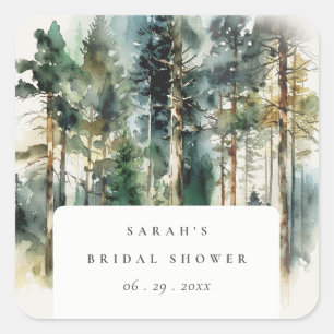 Adesivo Quadrado Chá de panela Florestal de Madeira Elegante