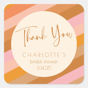 Adesivo Quadrado Chá de panela Geométrico Pink-Rust, Muito Obrigado