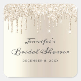 Adesivo Quadrado Chá de panela Glitter de Coleta Chic Champagne