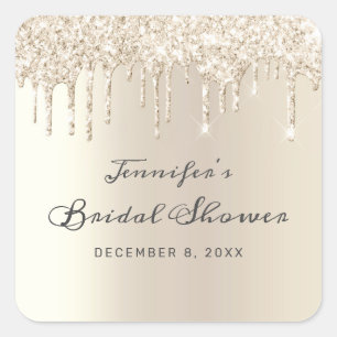 Adesivo Quadrado Chá de panela Glitter de Coleta Chic Champagne