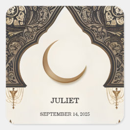 Adesivo Quadrado Chá de panela muçulmano Islam Nikah Arabima Walima