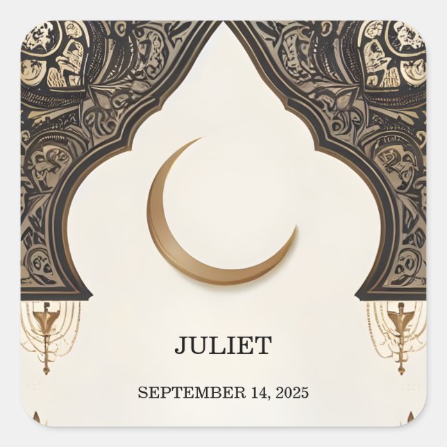 Adesivo Quadrado Chá de panela muçulmano Islam Nikah Arabima Walima (Frente)