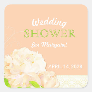 Adesivo Quadrado Chá de panela Peach Peony Floral