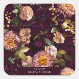 Adesivo Quadrado Chá de panela Romântico Escuro e Moody Burgundy