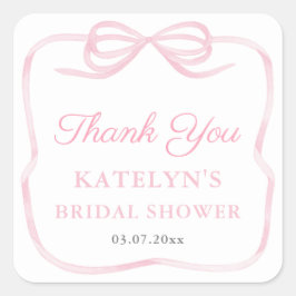 Adesivo Quadrado Chá de panela Rosa Coquette - Obrigado