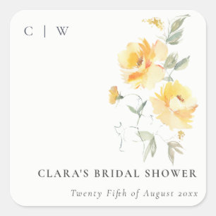 Adesivo Quadrado Chá de panela Rosa de Flor Verde Amarelo