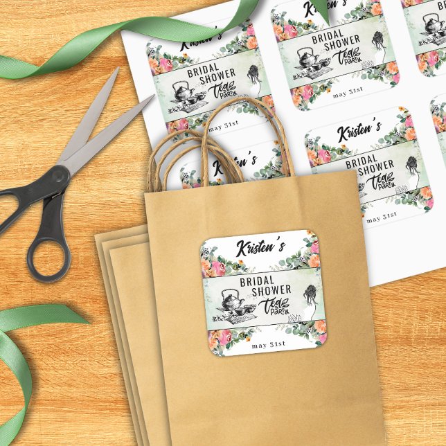 Adesivo Quadrado Chá de panela Tea Party Personalizado Sticker (Criador carregado)