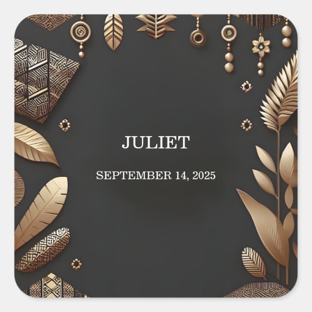 Adesivo Quadrado Chá de Panela Tradicional Marrom Africano Nigeria (Frente)