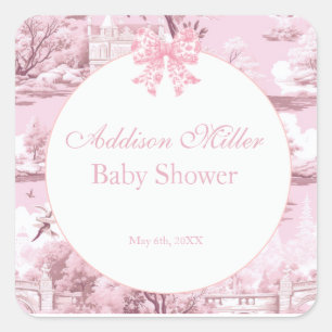 Adesivo Quadrado Chá Rosa Floral Arco Coquette Baby Girl Nap
