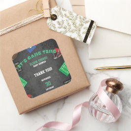 Adesivo Quadrado Chalkboard É o Chá de fraldas de futebol do Game T