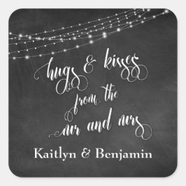 Adesivo Quadrado Chalkboard Lights Hugs & Kisses do Sr. e Sra.