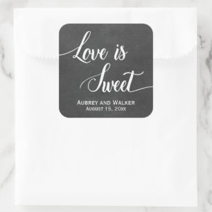 Adesivo Quadrado Chalkboard Love é Sweet Wedor Stickers