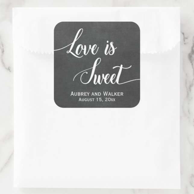 Adesivo Quadrado Chalkboard Love é Sweet Wedor Stickers (Bolsa)