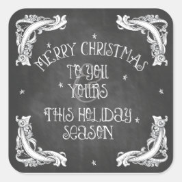 Adesivo Quadrado Chalkboard Merry Christmas Sticker