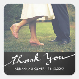 Adesivo Quadrado Chalkboard Obrigado Tipografia Foto De Casamento