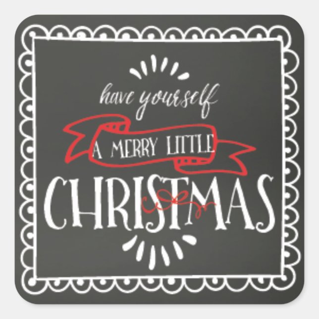 Adesivo Quadrado Chalkboard Tenha Um Natal Feliz (Frente)
