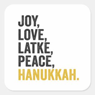 Adesivo Quadrado Challah de Hanukkah Engraçado Latke Amante de Comi