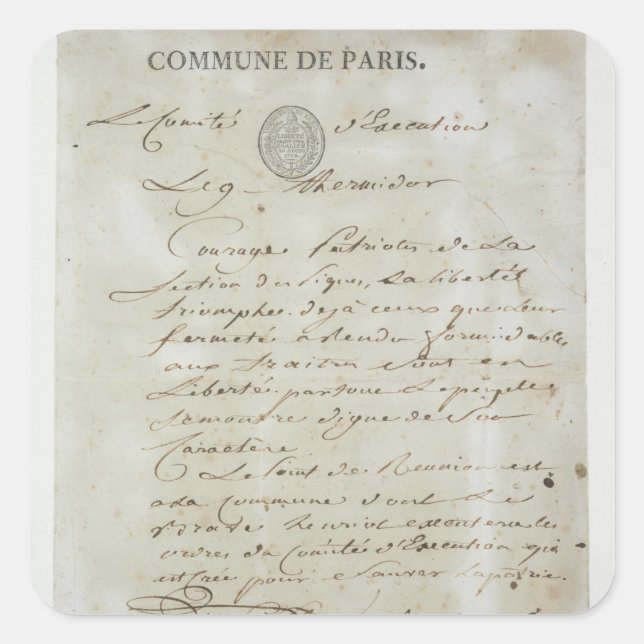 Adesivo Quadrado Chamada de Maximilien de Robespierre (Frente)