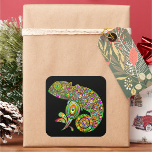 Adesivo Quadrado Chameleon Psychedelic Fantasy