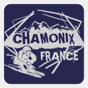 Adesivo Quadrado Chamonix França marinho Blue ski logótipo art ades