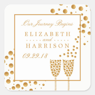 Adesivo Quadrado Champagne Dourado borbulha casamento