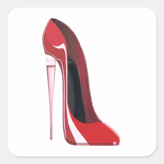 Adesivo Quadrado Champagne Heel Red Stiletto Calçado Art (Frente)