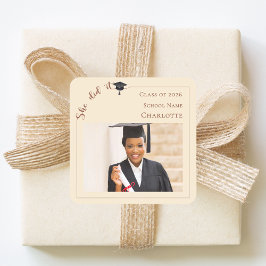 Adesivo Quadrado Champagne photo Graduation Party