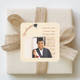 Adesivo Quadrado Champagne photo She did it Graduate 