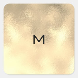 Adesivo Quadrado Champaigne Sepia Dourada Monograma Mínimo de Metal