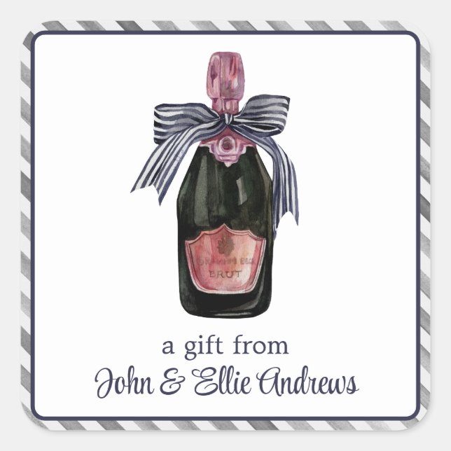 Adesivo Quadrado Champanhe francês com dobra de Arco em faixa (Frente)