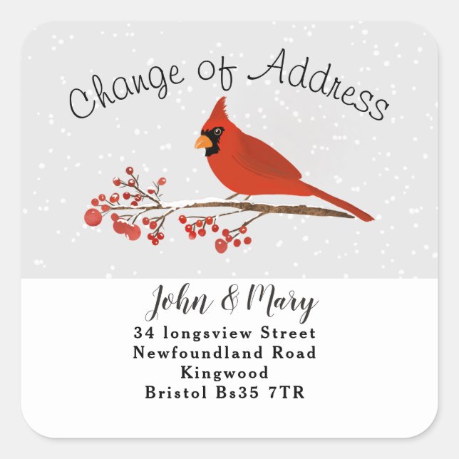 Adesivo Quadrado Change of Address sticker cardinal (Frente)