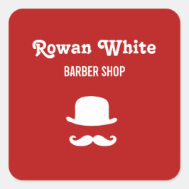 Adesivo Quadrado Chapéu branco e bigode em vermelho