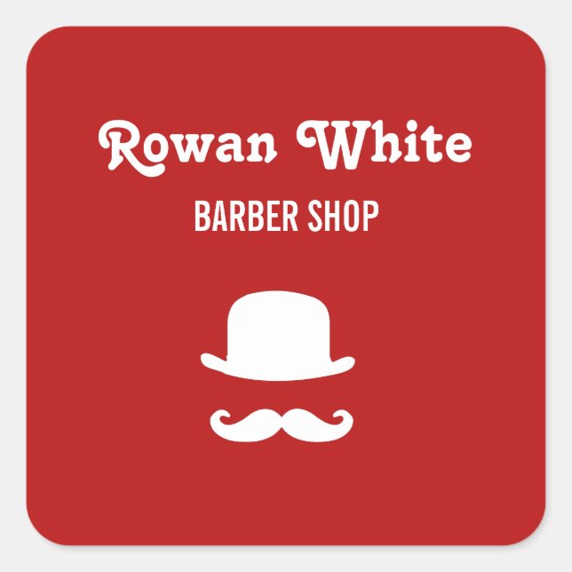 Adesivo Quadrado Chapéu branco e bigode em vermelho (Frente)