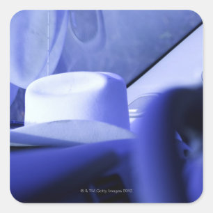 Adesivo Quadrado Chapéu de Cowboy no Dashboard do Caminhão