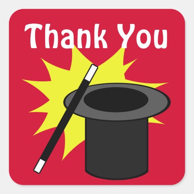 Adesivo Quadrado Chapéu Mágico (Frente)