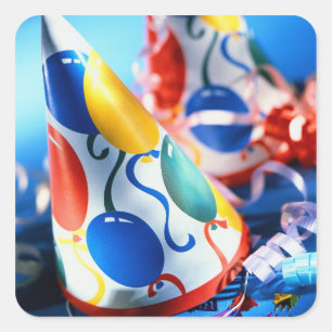 Adesivo Quadrado Chapéus de Festa