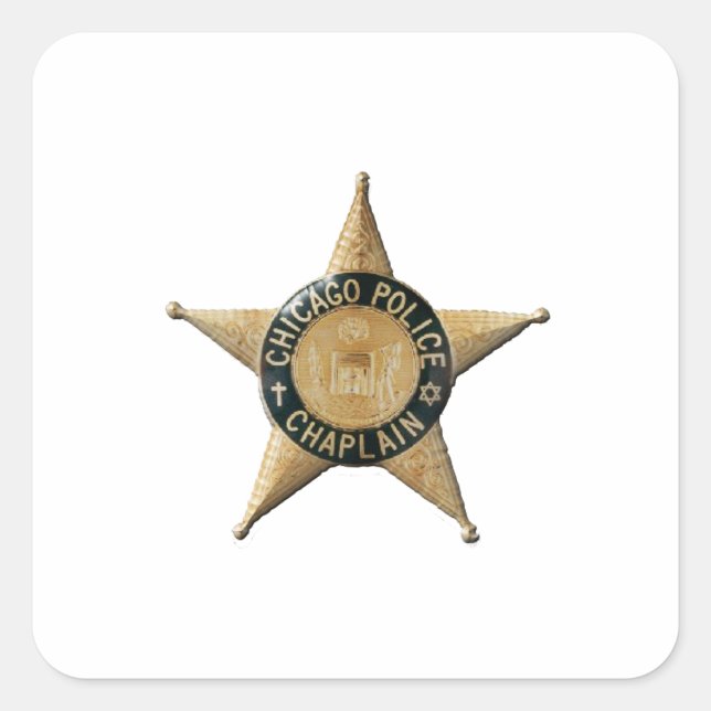 Adesivo Quadrado Chaplain da Polícia de Chicago (Frente)