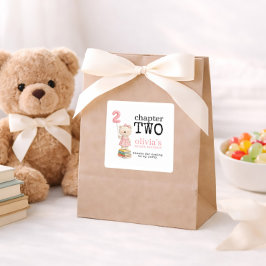 Adesivo Quadrado Chapter Two Bear Books Girl 2nd Birthday Thanks