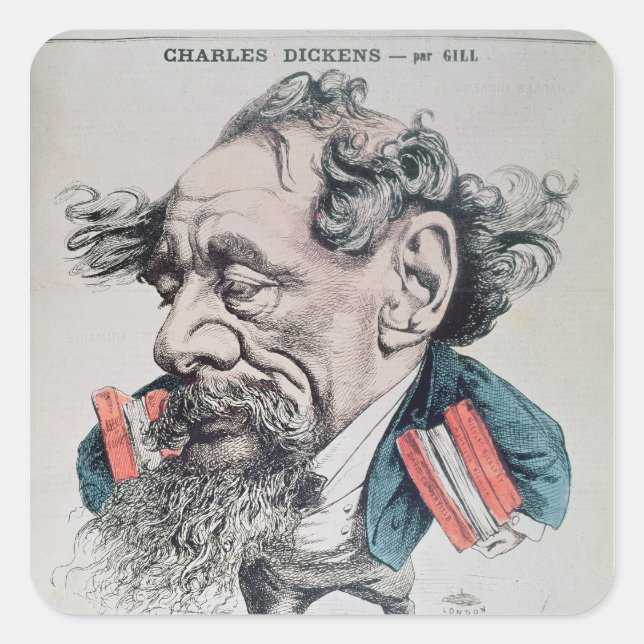 Adesivo Quadrado Charles Dickens estende-se ao Canal da Mancha (Frente)