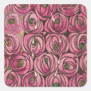 Adesivo Quadrado Charles Rennie Mackintosh - Rosas